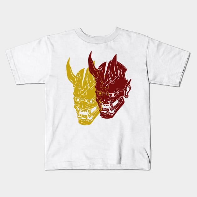 The Double Oni Mask 2 - Yabisan - Vector Style Kids T-Shirt by Yabisan_art